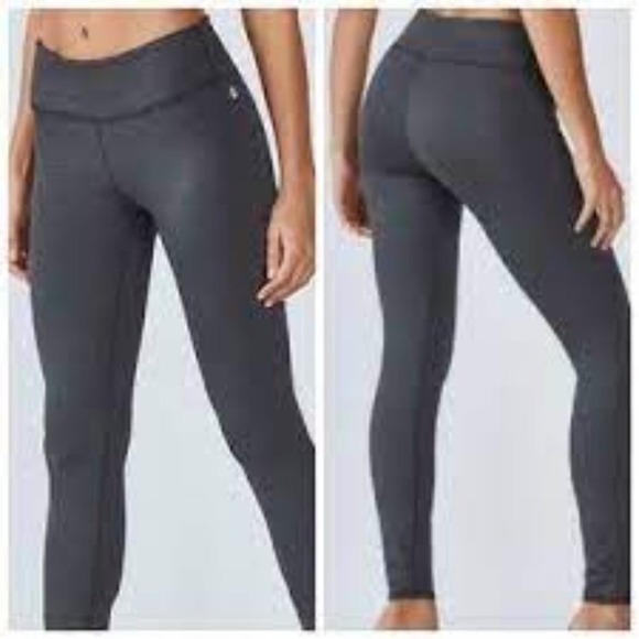 Fabletics Salar Solid Power Hold Dark Grey Heatherered Mid-Rise Leggings  Medium - Picture 1 of 4
